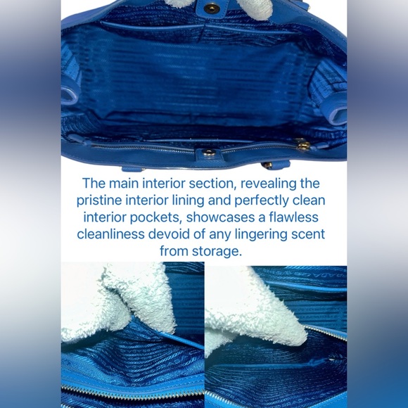 12 Prada Galleria Baltic Blue Saffiano Large Tote - Picture 6 of 11